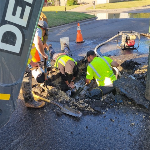 Water crew repairing break 10-2-24